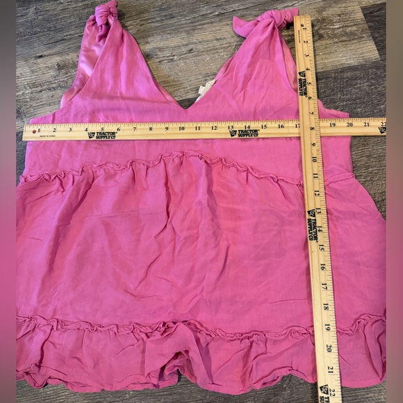 ⭐️3/$12⭐️Pink Ruffle Top with ties - Picture 5 of 5